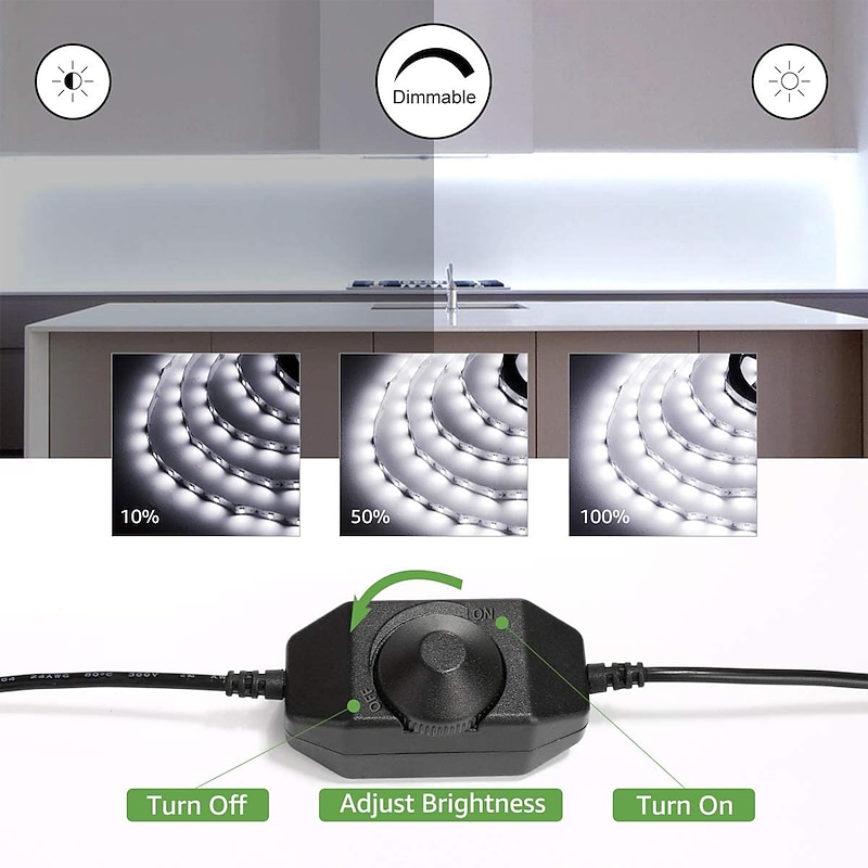 32.8ft 10m Dimmable LED Light Strip Light SMD 2835 12V Flexible Under Cabinet Vanity Light Warm White Cold White4
