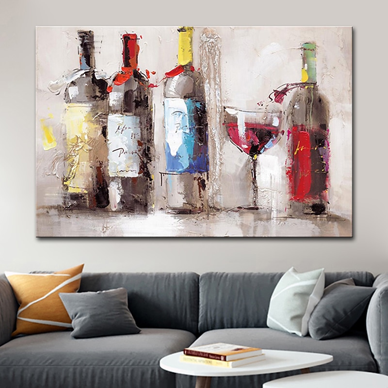 Oil Painting Handmade Hand Painted Wall Art Mintura Modern Abstract wine Bottle For Home Decoration Decor Rolled Canvas No Frame Unstretched3