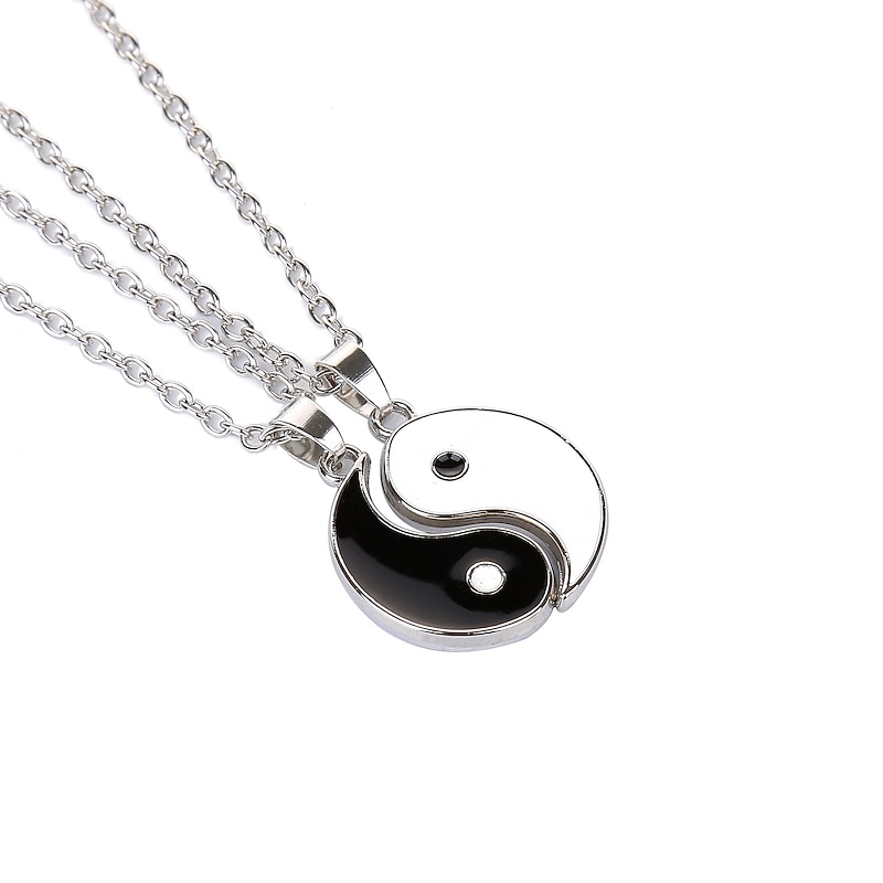 1pair yin yang pendant chain necklace for women or men adjustable 2 pcs best friend black choker necklaces for couples2