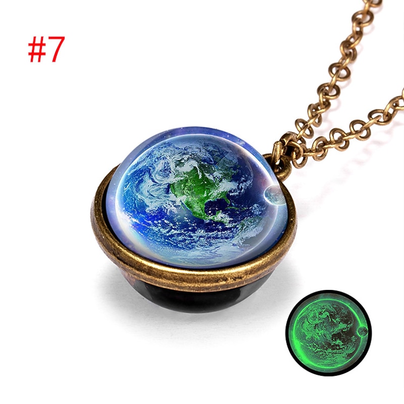 farjing planet necklace, glow in the dark galaxy system double sided glass dome planet necklace pendant jewelry gift3