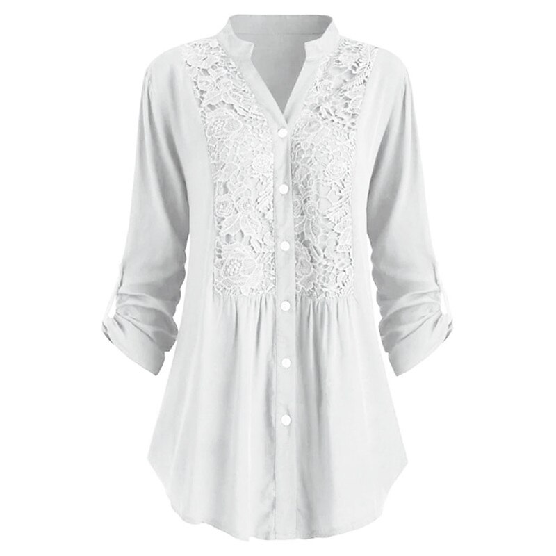 Women's Shirt Lace Shirt Tunic Shirts Blouse Elegant Vacation Ladies Solid Color Floral Lace Crochet Long Sleeve Regular Tops Shirt Collar Party Casual Daily Black White Wine Mint Green