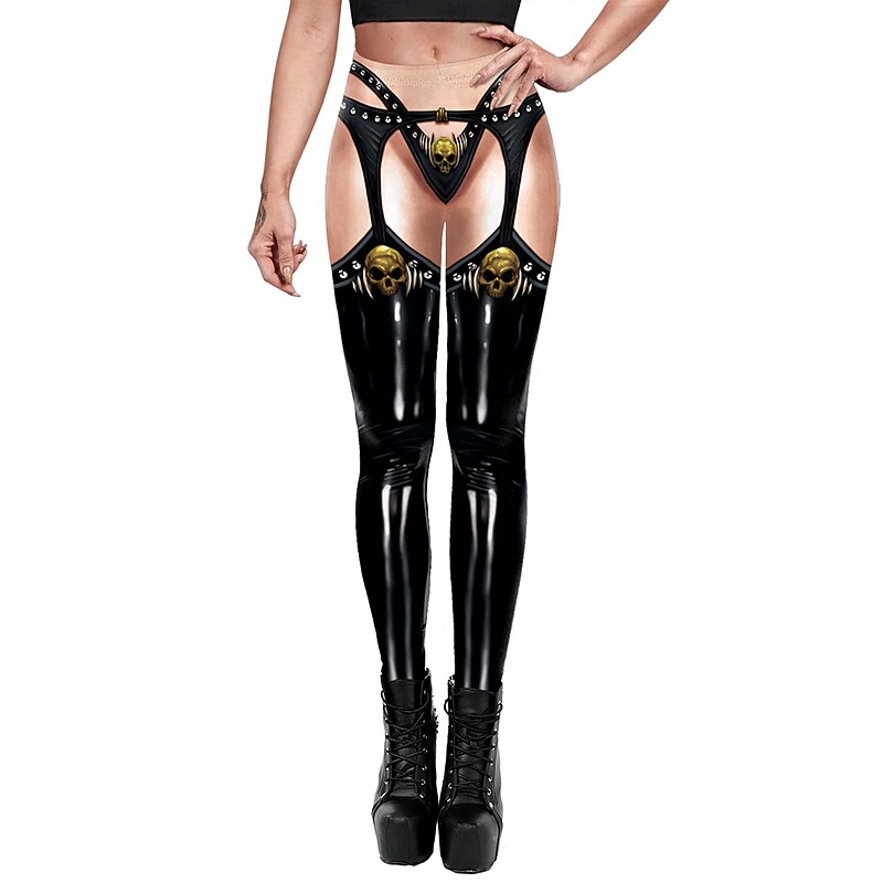 Sexy Punk & Gothic High Waisted Leggings Pencil Pants Skull Fancy Dress Women's Masquerade Party / Evening Adults' Pants2