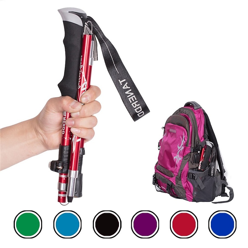 Adjust 5-section Trekking Pole Aluminum Alloy Foldable Ultra-light Telescopic Outdoor Hand-carrying Hiking Sticks Fold Trekking Poles Camping Portable Walking Hiking Stick  Walking Stick
