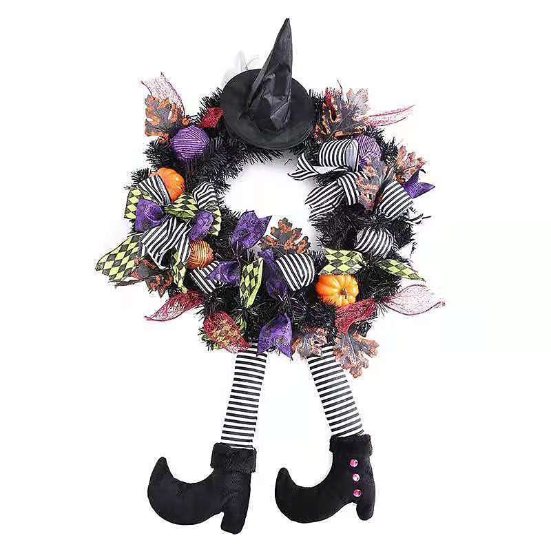 Halloween Wreath Door Hanging Wreath Skeleton Haunted House Decoration Pendant