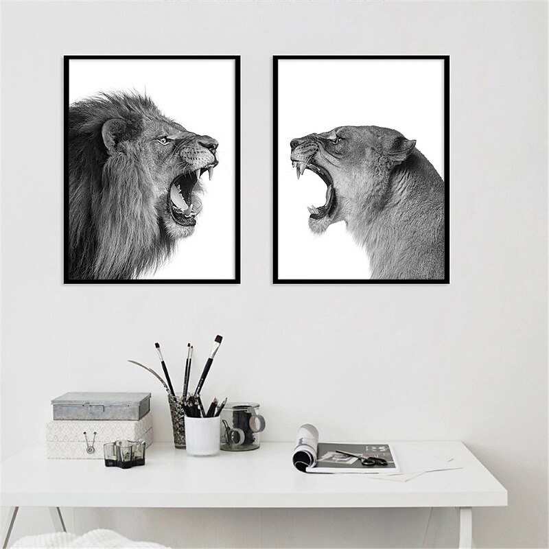 Wall Art Canvas Prints Painting Artwork Picture Animal Lion Home Decoration Decor Rolled Canvas No Frame Unframed Unstretched3