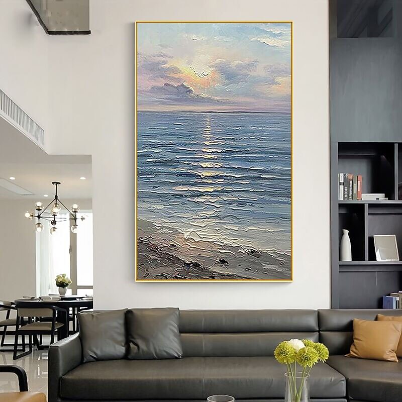 Oil Painting Handmade Hand Painted Wall Art Vertical Modern Abstract Seascape Picture Home Decoration Decor Rolled Canvas No Frame Unstretched