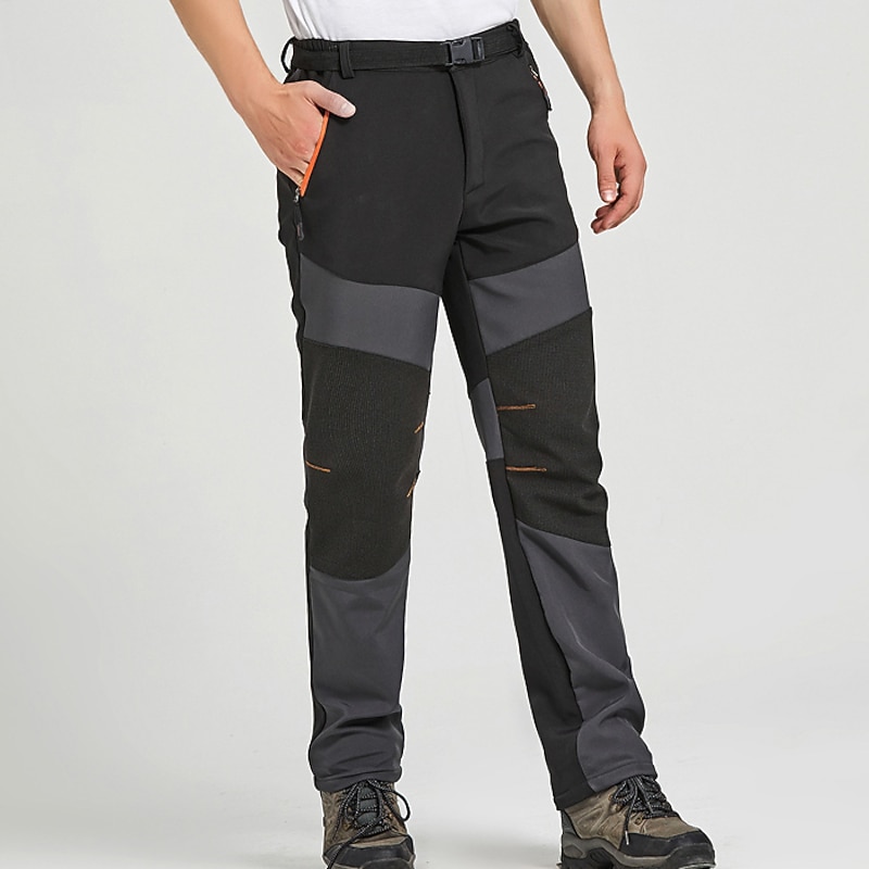 Men's Hiking Pants Trousers Fleece Lined Pants Softshell Pants Winter Outdoor Thermal Warm Fleece Lining Windproof Sweat wicking Pants / Trousers Bottoms Elastic Waist Zipper Pocket Black Army Green2