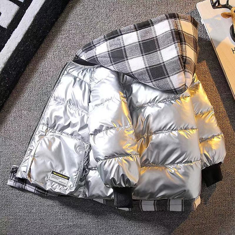 Boys Down Jacket Winter Coat Long Sleeve Outerwear Plaid Boys Waterproof Hooded Keep Warm Jacket  Daily Childrens Clothes3