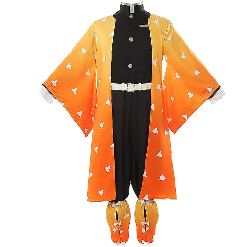 Agatsuma Zenitsu Anime Cosplay Costume More Accessories Outfits Cosplay Suits Cosplay Wigs Accessories Top Pants Belt For Men's Boys' Adults'