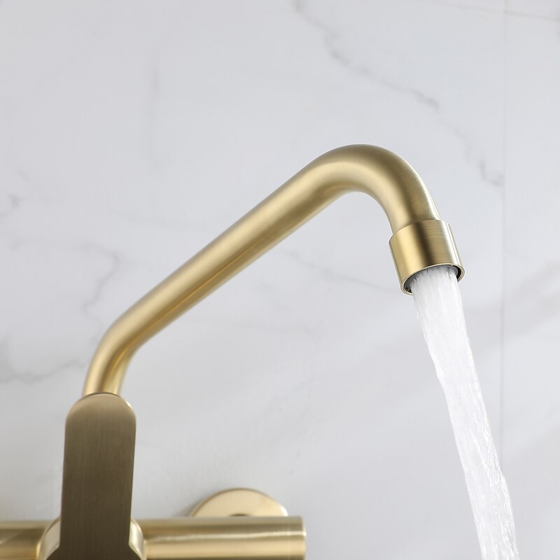 Kitchen faucet - Single Handle Two Holes Brushed Gold Pot Filler Wall Mounted Contemporary Kitchen Taps4
