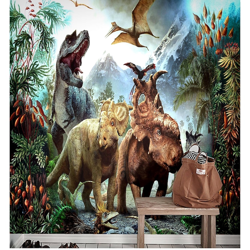 Mural Wallpaper Wall Sticker Covering Print Peel and Stick Self Adhesive Cartoon Dinosaur Faux 3D PVC / Vinyl  Home Decor3