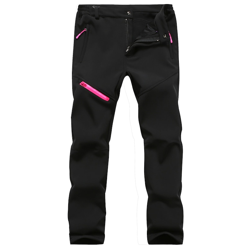 Women's Hiking Pants Trousers Fleece Lined Pants Softshell Pants Winter Outdoor Thermal Warm Windproof Multi Pockets Anti-tear Pants / Trousers Bottoms Elastic Waist Zipper Pocket Black Grey Hunting3