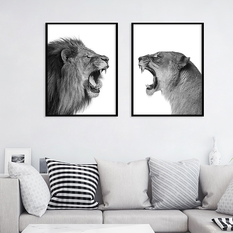 Wall Art Canvas Prints Painting Artwork Picture Animal Lion Home Decoration Decor Rolled Canvas No Frame Unframed Unstretched