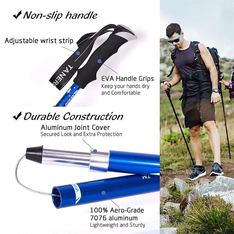 Adjust 5-section Trekking Pole Aluminum Alloy Foldable Ultra-light Telescopic Outdoor Hand-carrying Hiking Sticks Fold Trekking Poles Camping Portable Walking Hiking Stick  Walking Stick3