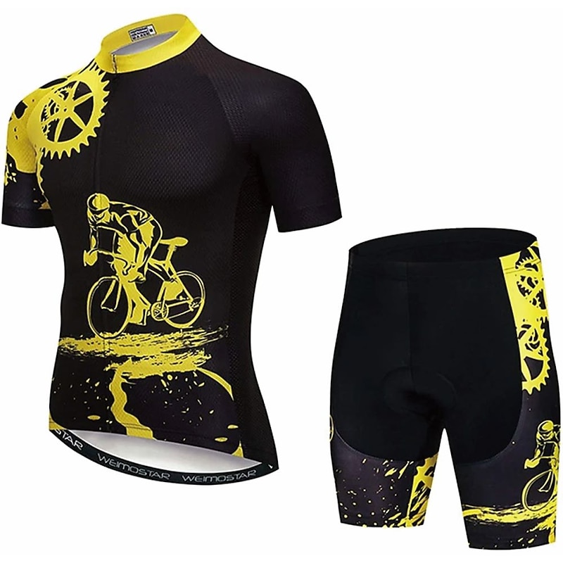 21Grams Men's Cycling Jersey Set Cycling Jersey with Shorts Short Sleeve Mountain Bike MTB Road Bike Cycling White Black Green Graphic Patterned Gear Bike Clothing Suit 3D Pad Breathable Quick Dry4