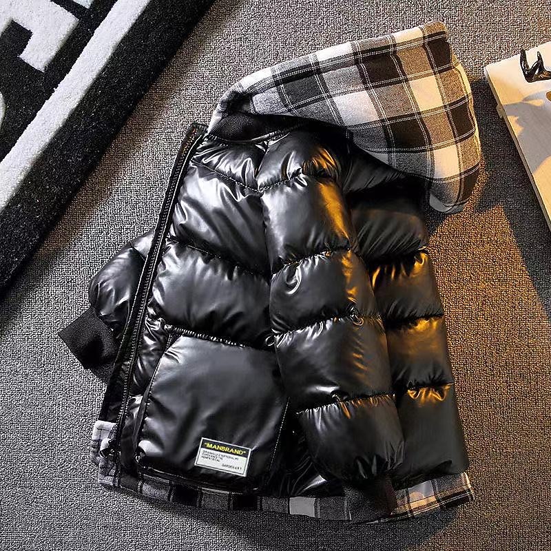 Boys Down Jacket Winter Coat Long Sleeve Outerwear Plaid Boys Waterproof Hooded Keep Warm Jacket  Daily Childrens Clothes2