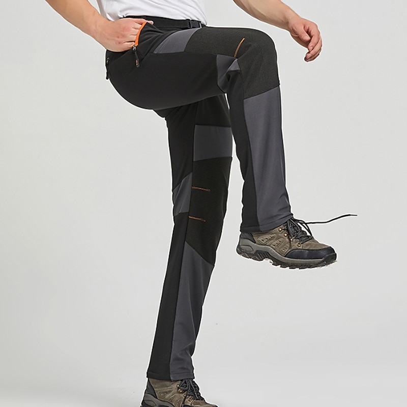 Men's Hiking Pants Trousers Fleece Lined Pants Softshell Pants Winter Outdoor Thermal Warm Fleece Lining Windproof Sweat wicking Pants / Trousers Bottoms Elastic Waist Zipper Pocket Black Army Green3