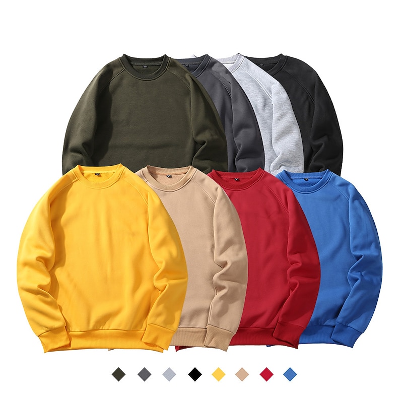 Men's Sweatshirt Black & Yellow Yellow & Black Red & Black Black Yellow Round Neck Solid Color Casual Daily Holiday Polyester Streetwear Casual Fall Winter Clothing Apparel Hoodies Sweatshirts  Long