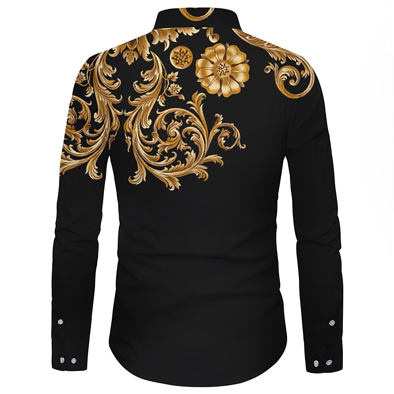 Men's Floral Shirt Button Up Shirt Long Sleeve Fashion Casual Breathable Street Casual Daily Spring & Summer Collar 3D Print Button-Down Black Red Blue Purple2