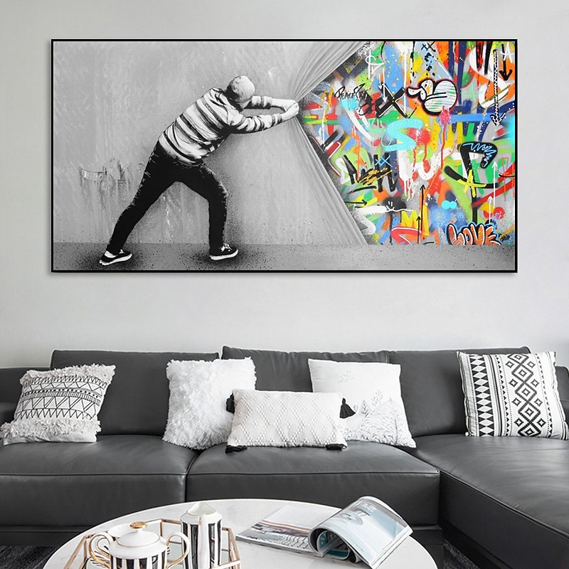 Wall Art Canvas Prints Painting Artwork Picture People Abstract Graffiti Home Decoration Decor Rolled Canvas No Frame Unframed Unstretched