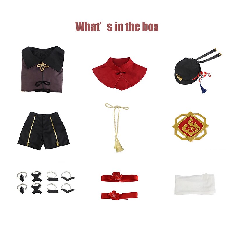 Inspired by Genshin Impact Hutao Anime Cosplay Costumes Japanese Cosplay Suits Outfits Wigs Top Collar Waist Accessory For Women's / Belt / Socks / More Accessories / Shorts / Hat2