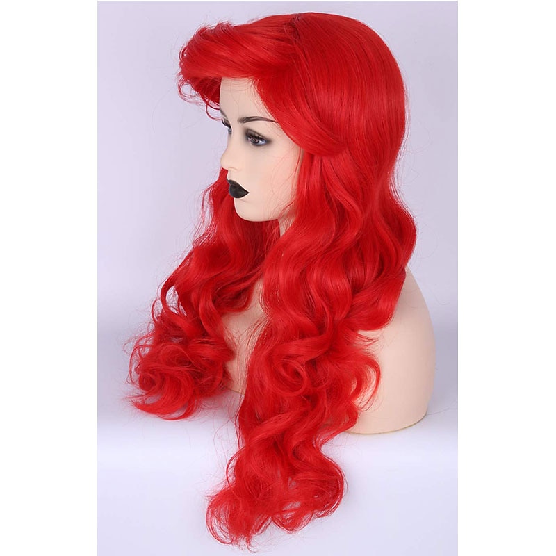 Mermaid Wig Topcosplay Ariel Wig Adult Women   Wigs Red Long Curly Cosplay Wig Halloween Wigs3