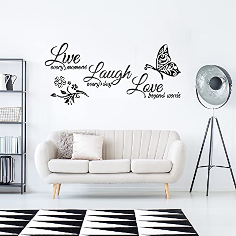 3PC inspirational wall stickers acrylic mirror wall sticker live every moment, laugh every day, love beyond words text sticker decal art family stickers DIY Home Decoration Wall Decal3