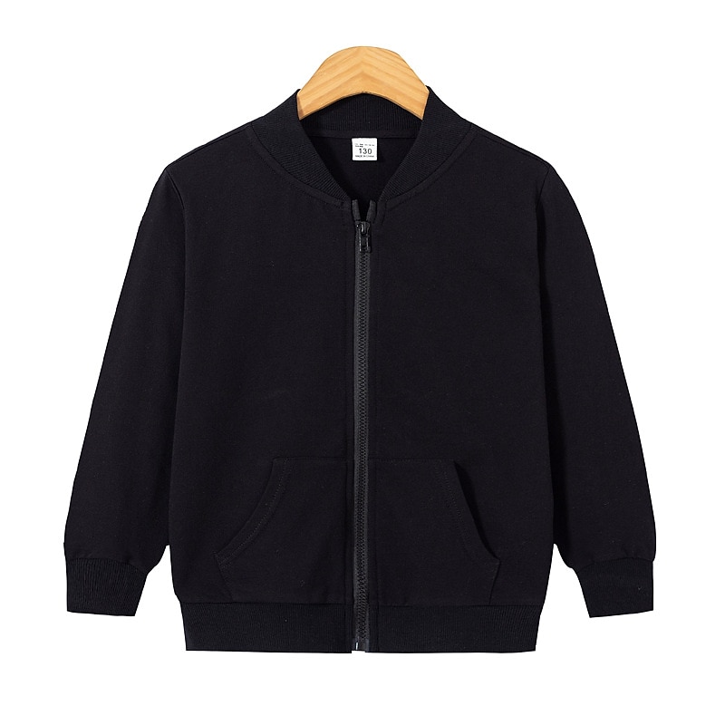 Unisex Boys' Girls' 3D Plain Coat Jacket Long Sleeve Fall Active Basic Kids 3-13 Years Vacation Street Regular Fit