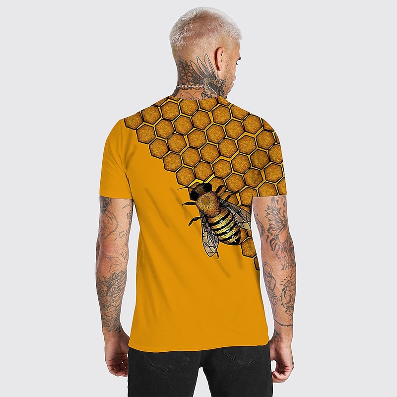 Men's Unisex Bee Graphic Prints Shirt T Shirt Tee Short Sleeve T shirt 3D Print Crew Neck Shirt Designer Casual Big and Tall Daily Holiday A B C Summer Clothing Apparel S M L XL XXL 3XL 4XL4