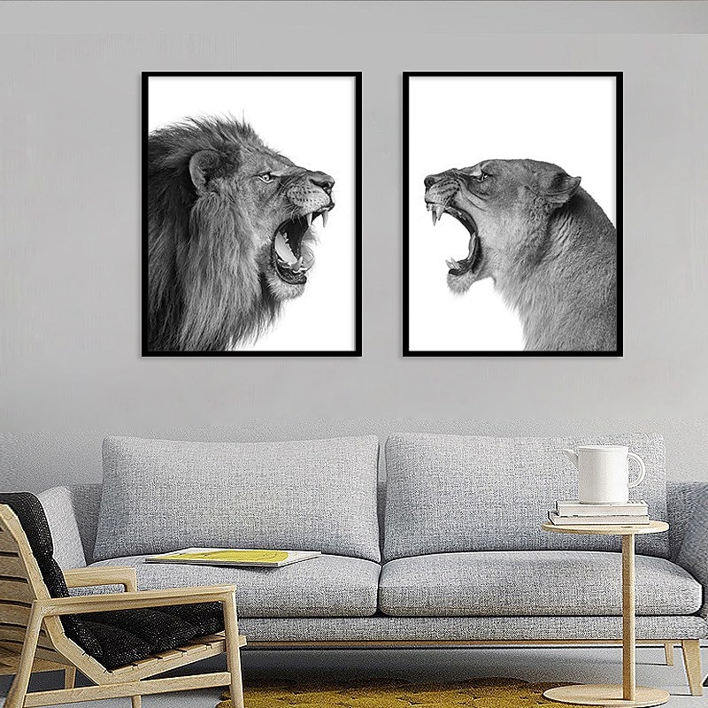 Wall Art Canvas Prints Painting Artwork Picture Animal Lion Home Decoration Decor Rolled Canvas No Frame Unframed Unstretched4
