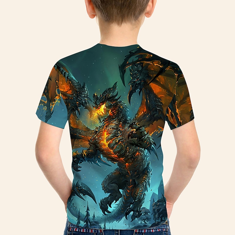 Boys 3D Animal Dragon T shirt Short Sleeve 3D Print Summer Active Cool Kids 3-12 Years School Outdoor Daily Regular Fit3