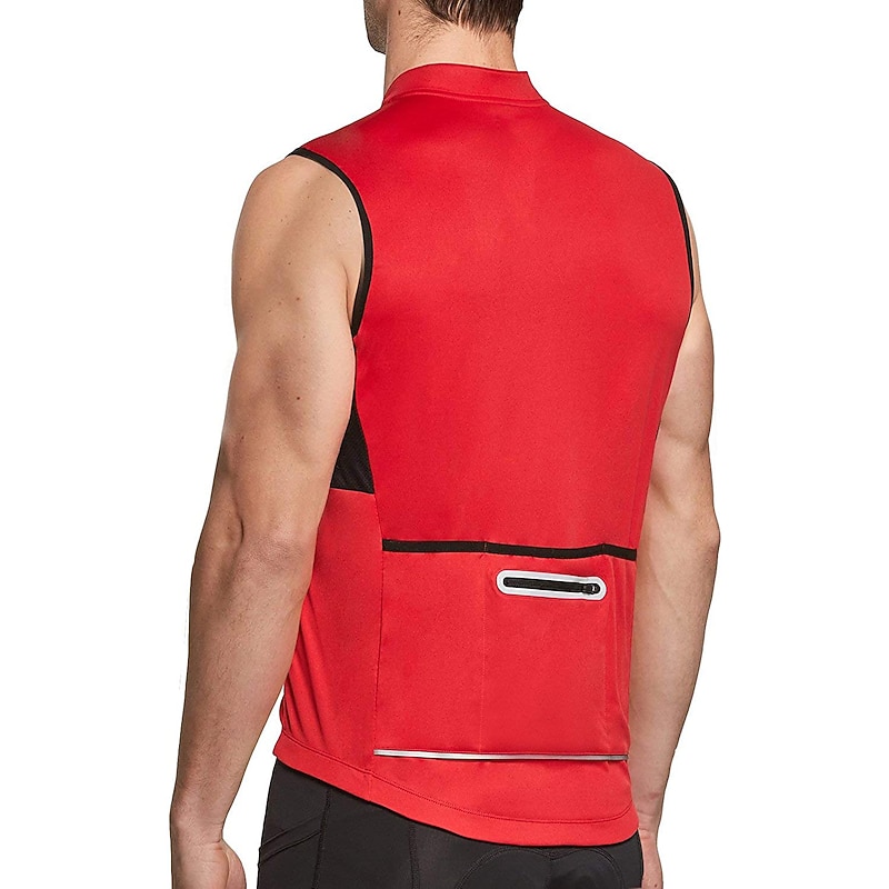 Men's Cycling Vest Cycling Jersey Solid Color Sleeveless Bike Vest / Gilet Jersey Top with 3 Rear Pockets Mountain Bike MTB Road Bike Cycling Quick Dry Reflective Strips Back Pocket Moisture Wicking3