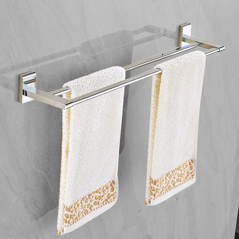 Bathroom Double-layer Space Aluminum Towel Rack Wall Mounted Perforated Installation Towel Rack3