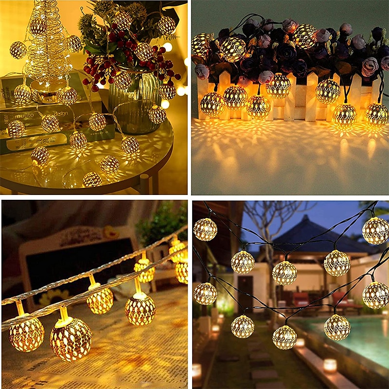 Elegant Wedding Party Reception Solar LED String Lights - Moroccan Ball Outdoor Garden Lights, Waterproof 10M-50LED, 7M-30LED, 5M-20LED Globe Lanterns for Home Decoration4