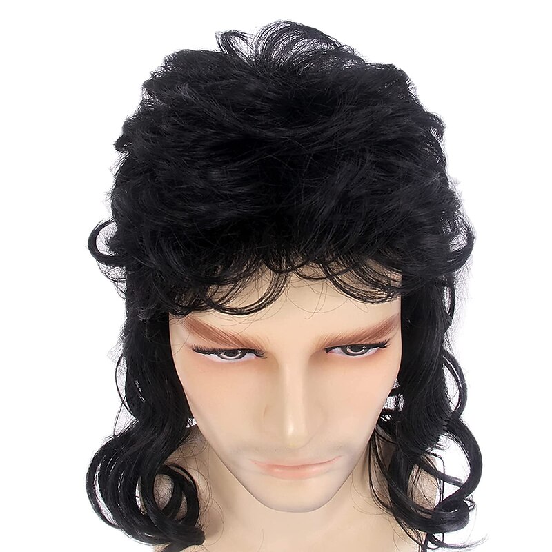 Funny mens    Wig 70S 80S wig Rock Wig  70S 80S Disco Mullet Wigs for Men Hippie Long Wavy 60S Men Wig for Party   Fancy Dress Only Wig Halloween Wigs3