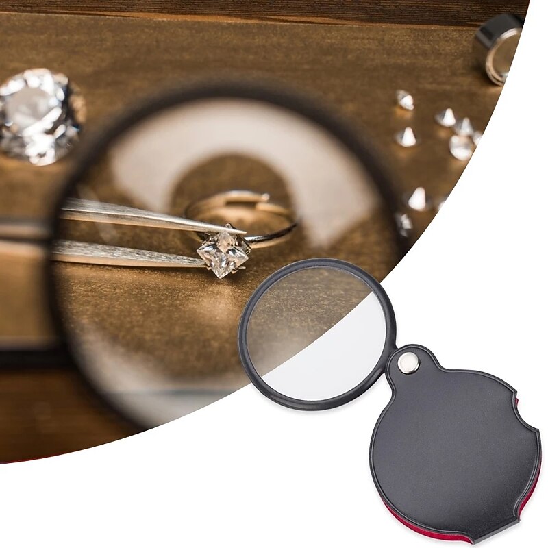 3pcs Handheld Folding 5X Pocket Magnifier with Leather Case Lightweight Magnifying Glass4