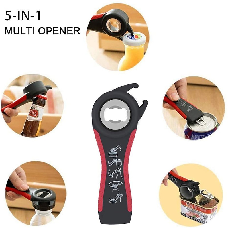 Jar Opener 5 in 1 Multi Function Can Opener Bottle Opener Kit with Silicone Handle Easy to Use for Children Elderly and Arthritis Sufferers4