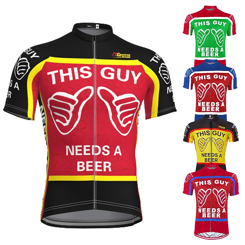 Men's Cycling Jersey Graphic Patterned Letter & Number Short Sleeve Bike Jersey Top with 3 Rear Pockets Mountain Bike MTB Road Bike Cycling Fast Dry Quick Dry Soft Reflective Strips Sports Black+Red