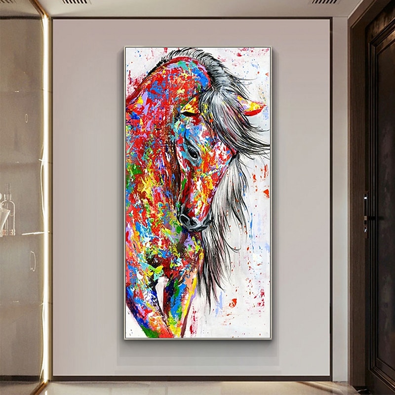 Oil Painting Handmade Hand Painted Wall Art Mintura Modern Abstract Horse Animal Home Decoration Decor Rolled Canvas No Frame Unstretched4
