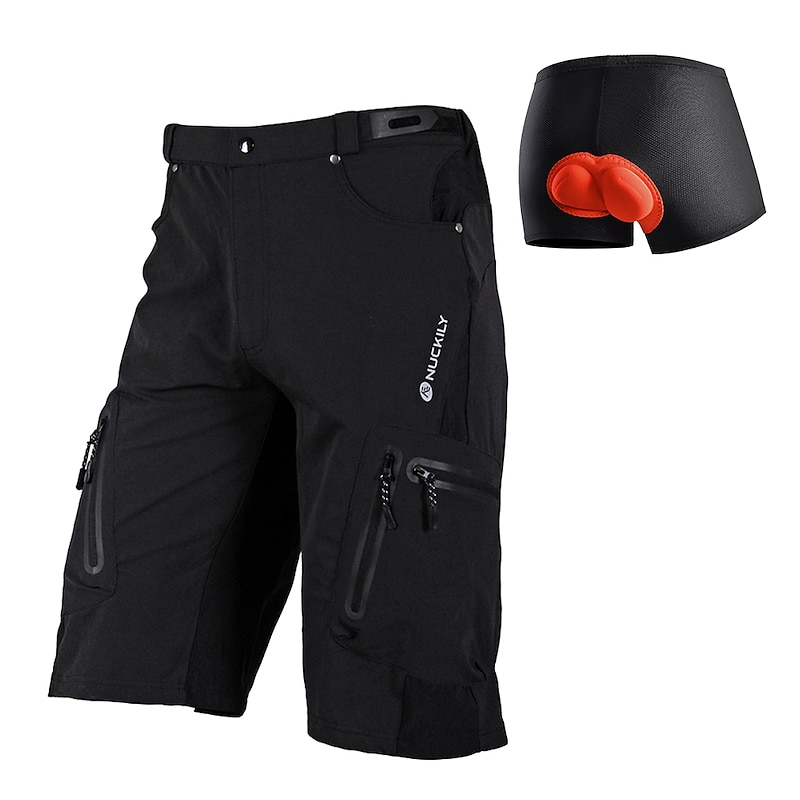 Nuckily Men's Solid Color Cycling Underwear Shorts Cycling Shorts Bike Shorts Bike Shorts Padded Shorts / Chamois Relaxed Fit Mountain Bike MTB Sports 3D Pad Quick Dry Wearable Reflective Trim2