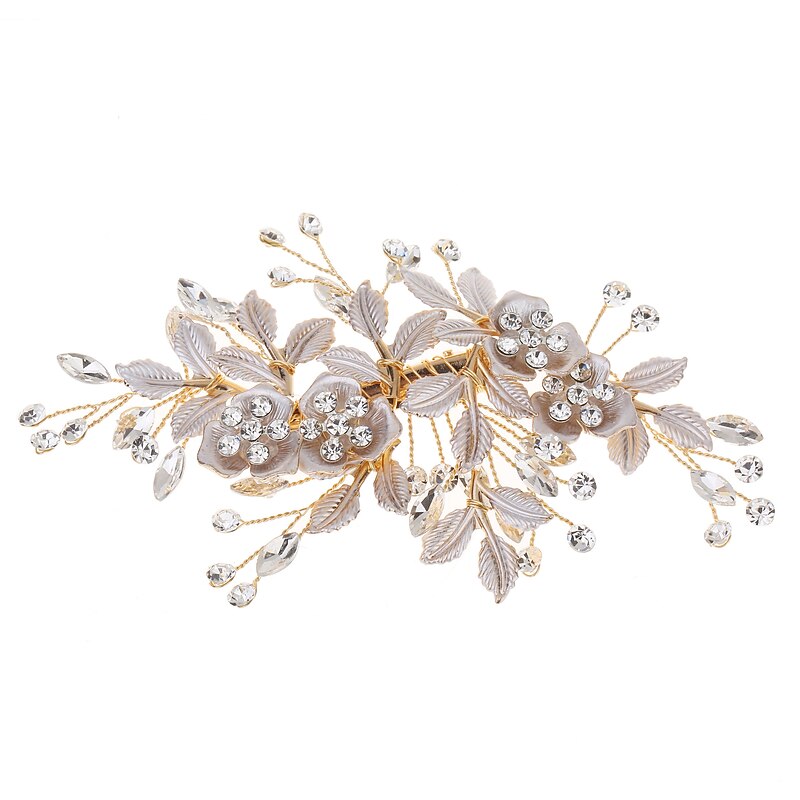 Flowers Headdress Headpiece Alloy Wedding Special Occasion Cute Romantic With Flower Crystals / Rhinestones Headpiece Headwear3