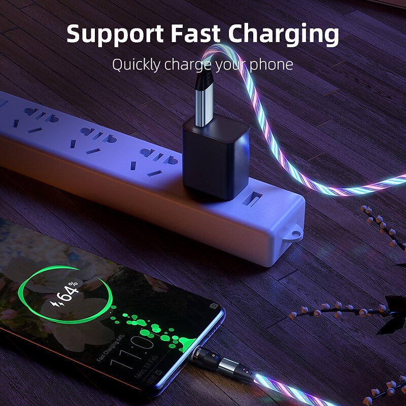 Multi Charging Cable 3.3ft 6.6ft USB A to Lightning / micro / USB C 3 A Fast Charging 3 in 1 Magnetic 540 Rotation For Samsung iPhone Phone Accessory4