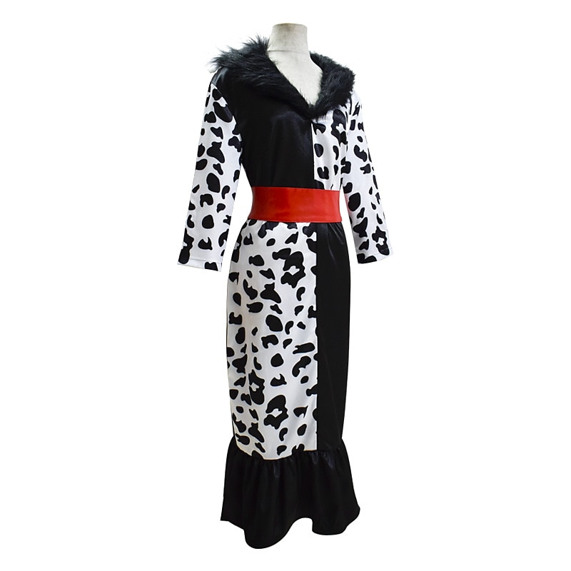 One Hundred and One Dalmatians Cruella De Vil Dress Cosplay Costume Masquerade Vacation Movie Cosplay for Women's Adults' Carnival Masquerade3