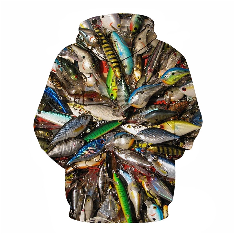 Men's Graphic Fish Hoodie Hoodies Sweatshirt Streetwear Casual Long Sleeve Hooded Casual Daily Black Blue Print Spring &  Fall Designer2