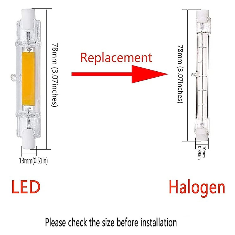 1Pcs Dimmable R7S COB LED Bulbs 3W J Type 78MM Double Ended LED Lights 30W Halogen Equivalent 220-240V T3 R7S Base Equivalent Floodlight Replacement for Garage Speciality Lighting Floor Lamps2