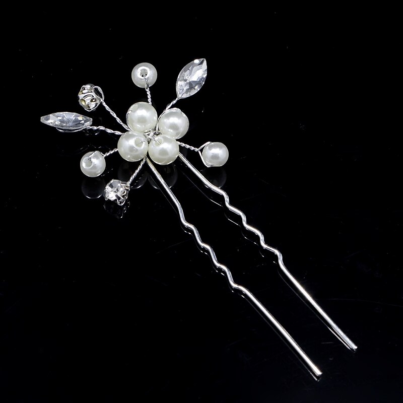 Flowers Headdress Headpiece Alloy Wedding Special Occasion Cute Romantic With Imitation Pearl Crystals / Rhinestones Headpiece Headwear4