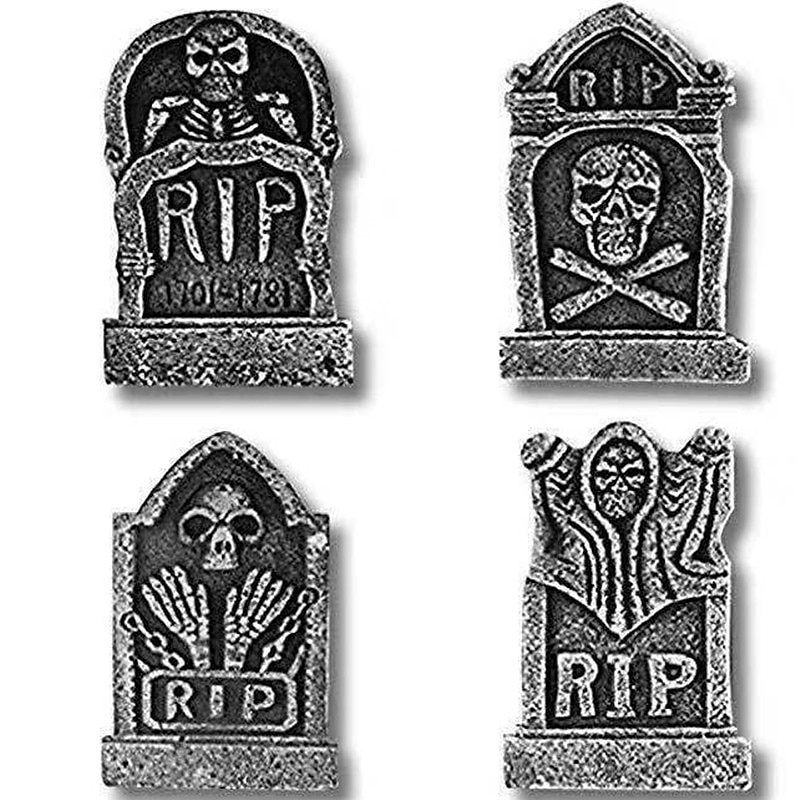 Solid Foam Gravestone Halloween Prop Bar Haunted House Secret Room Decoration 4pcs