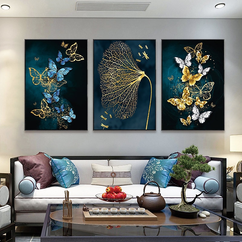 Wall Art Canvas Poster Painting Artwork Picture Abstract Butterfly Gold Home Decoration Dcor Rolled Canvas No Frame Unframed Unstretched2
