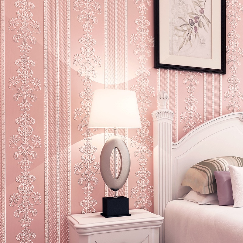 Floral Wallpaper Wall Covering Sticker Film Modern Water Ripple Floral non Woven Home Decor 53*1000cm/20.87''x 393.7''4