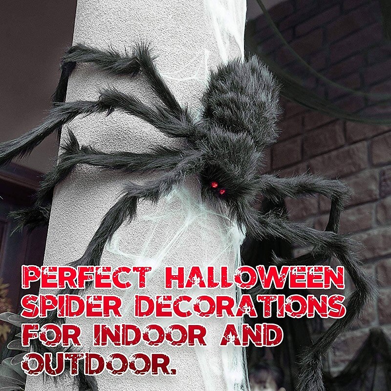 2 Pieces Halloween Plush Spiders Black Scary Artificial Spider Halloween Decoration Horror Prop Children Toy Party Supplies4
